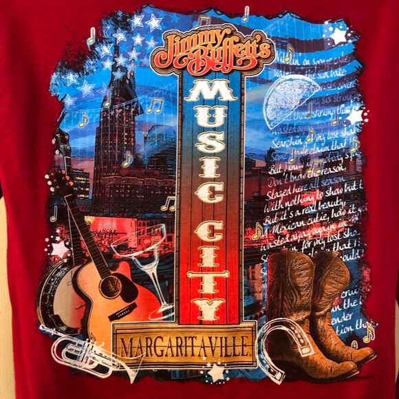 Jimmy Buffet Nashville Music City Margaritaville LD T-Shirt Men's Unisex Red M - Picture 5 of 9